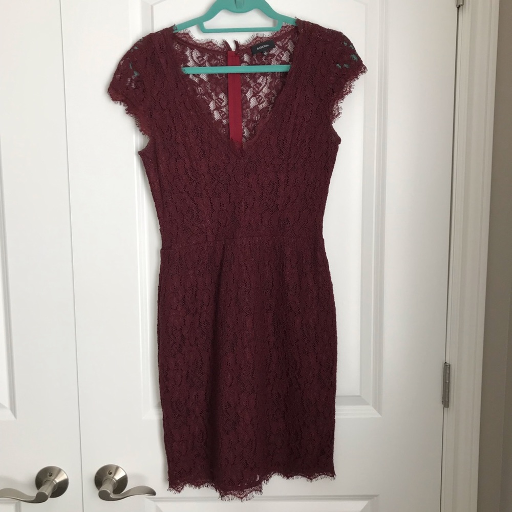 Aritzia maroon lace dress *wedding guest dress*